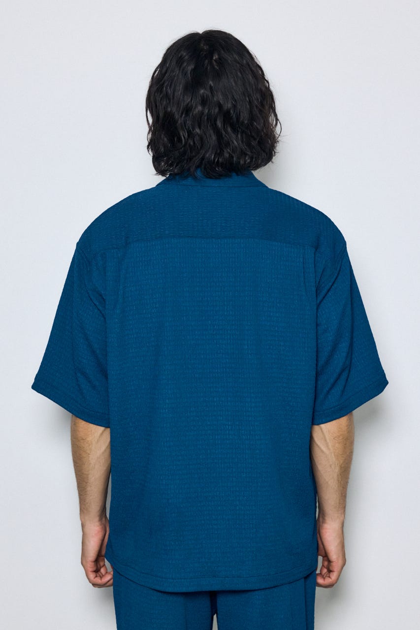 楊柳リラックス半袖シャツ BLU M