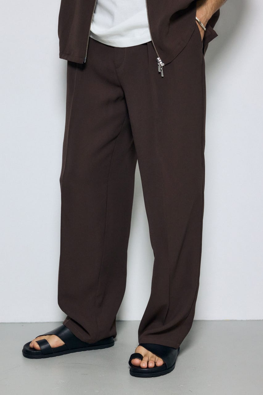 メッシュスラックスパンツ D/BRN L