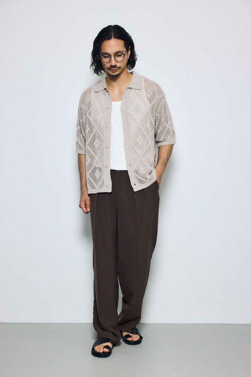 メッシュスラックスパンツ D/BRN L