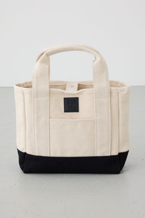 パッチ付きミニトートスクエアバッグ