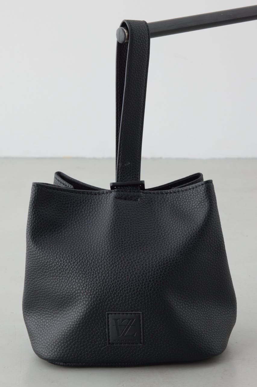 パッチ合皮巾着バッグ BLK FREE