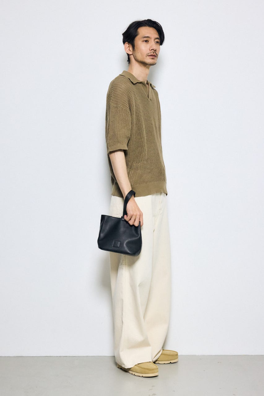 パッチ合皮巾着バッグ BLK FREE