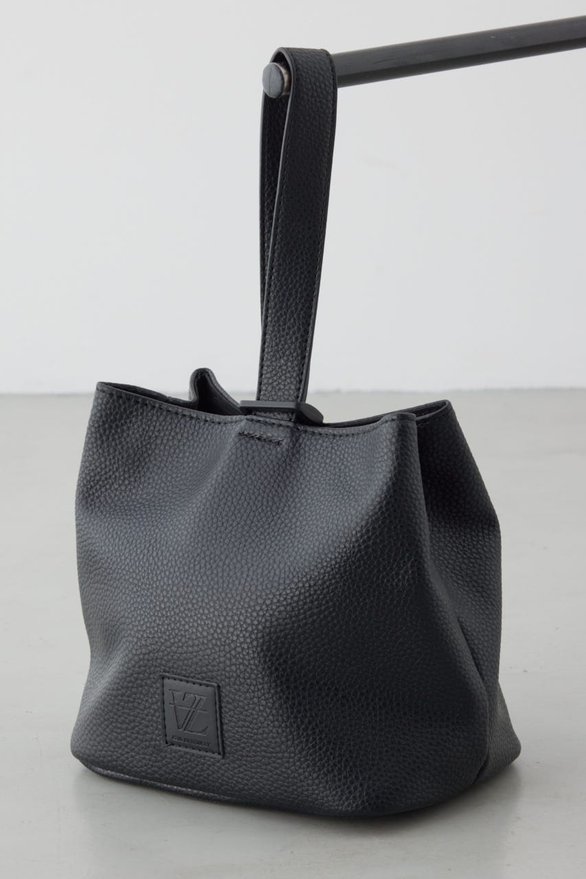 パッチ合皮巾着バッグ BLK FREE