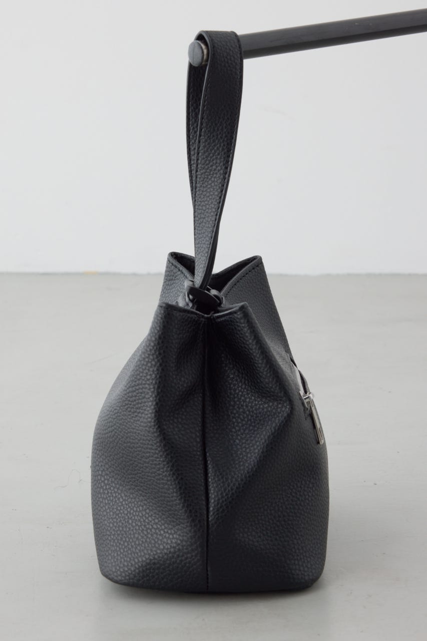 パッチ合皮巾着バッグ BLK FREE