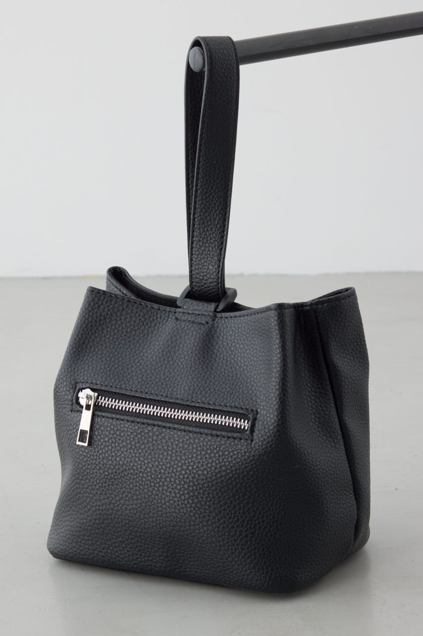 パッチ合皮巾着バッグ BLK FREE