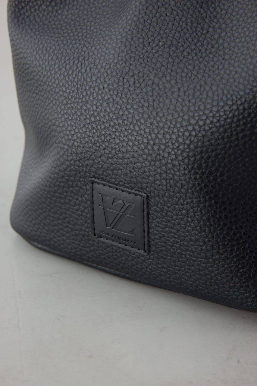 パッチ合皮巾着バッグ BLK FREE