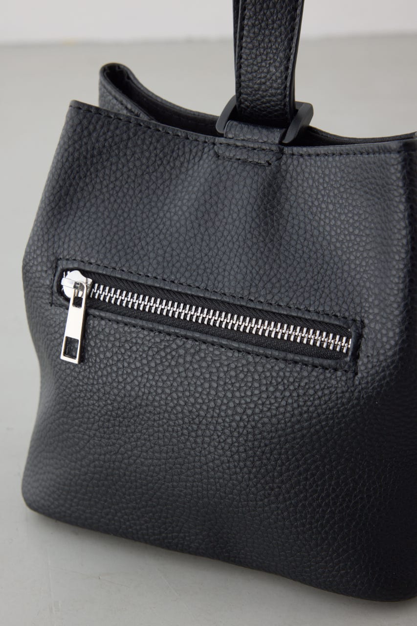 パッチ合皮巾着バッグ BLK FREE