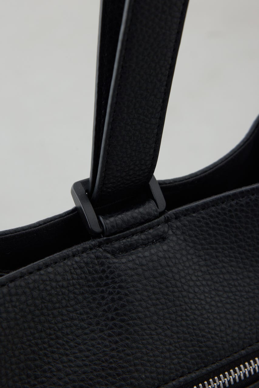 パッチ合皮巾着バッグ BLK FREE