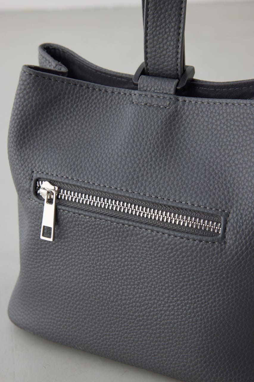 パッチ合皮巾着バッグ GRY FREE