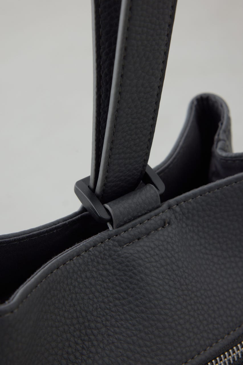 パッチ合皮巾着バッグ GRY FREE