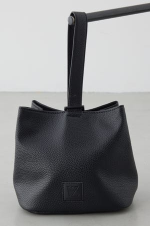 パッチ合皮巾着バッグ