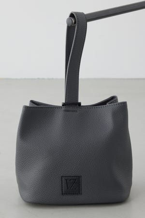 パッチ合皮巾着バッグ