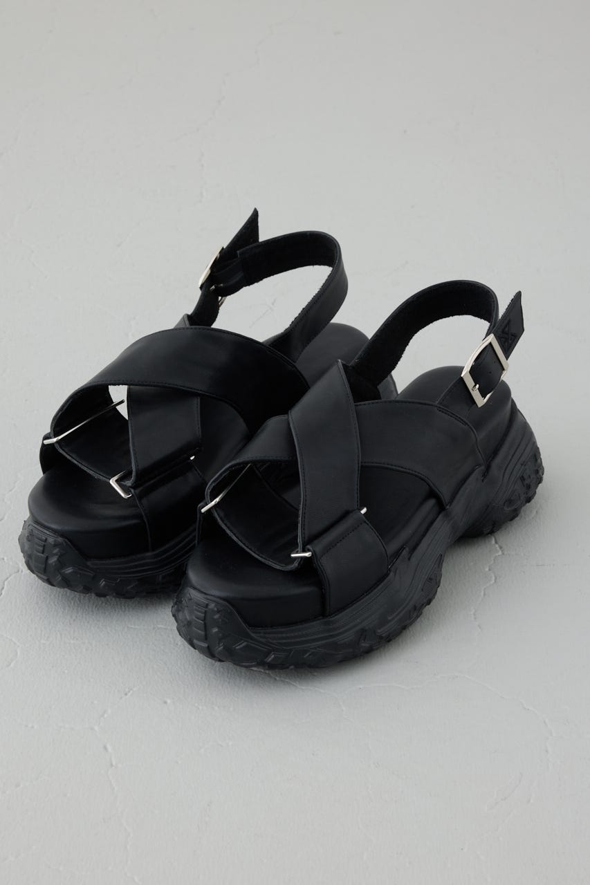 ボリュームソールストラップサンダル BLK L