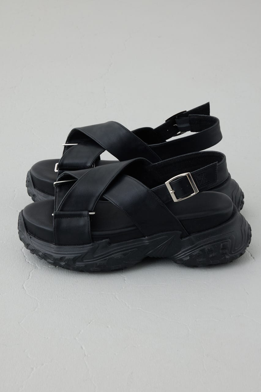 ボリュームソールストラップサンダル BLK L