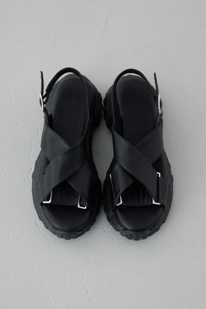 ボリュームソールストラップサンダル BLK L