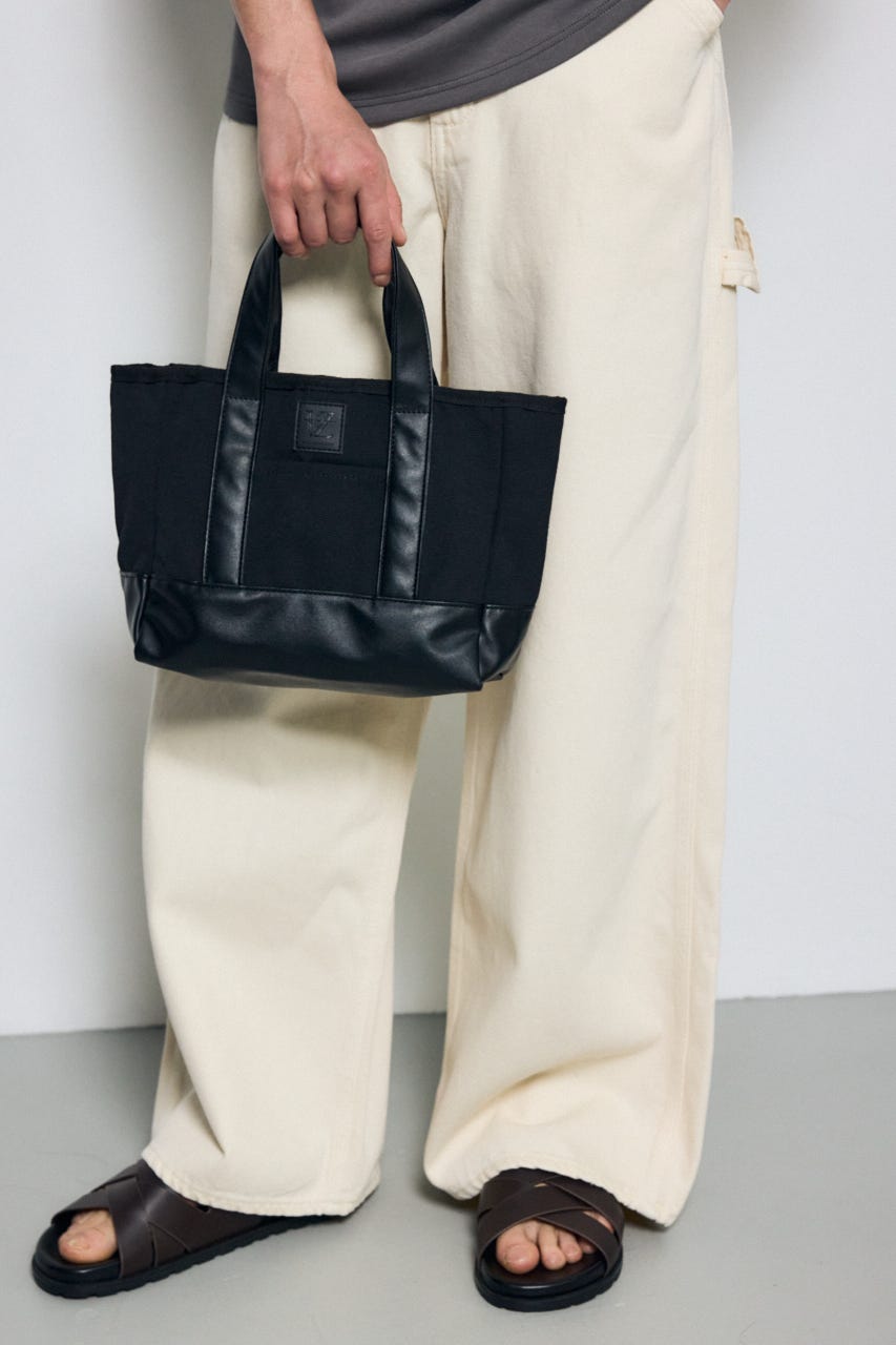 合皮切替ミニトートバッグ BLK FREE