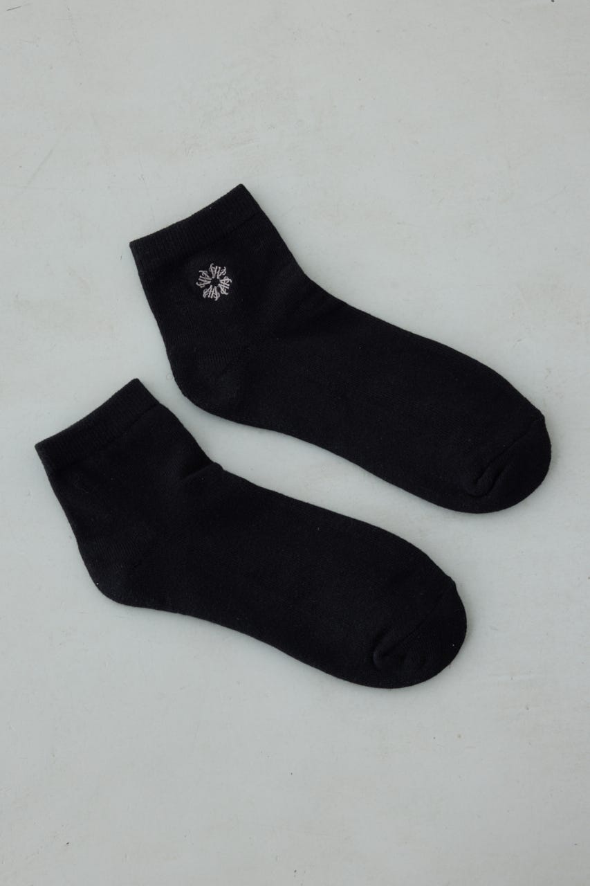 ワンポイント刺繍アンクルソックス BLK FREE