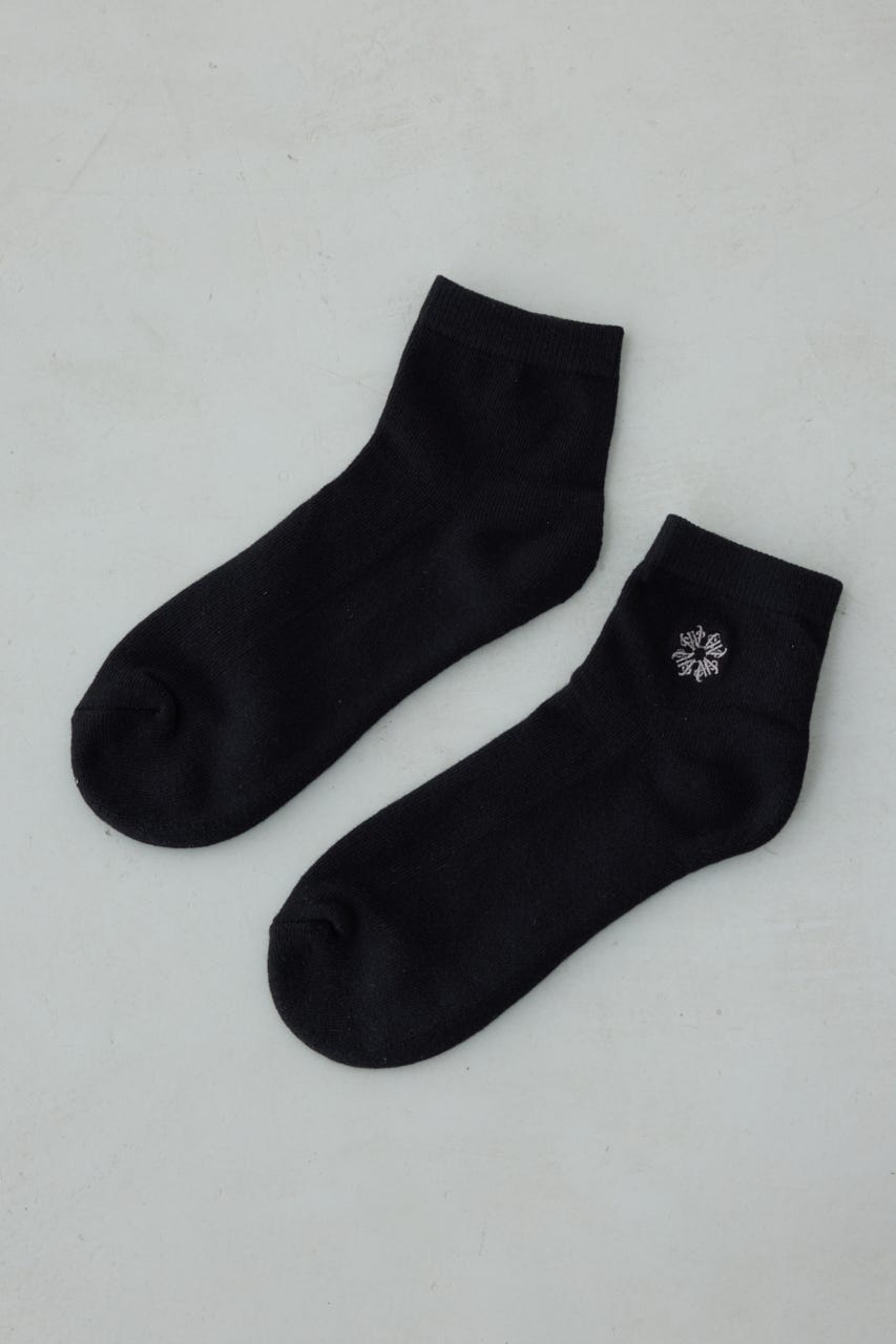 ワンポイント刺繍アンクルソックス BLK FREE