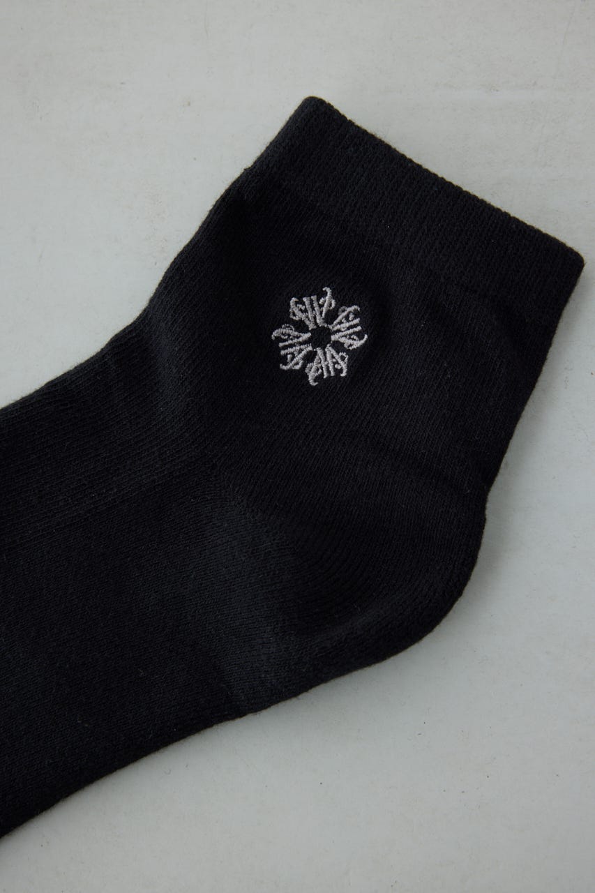 ワンポイント刺繍アンクルソックス BLK FREE