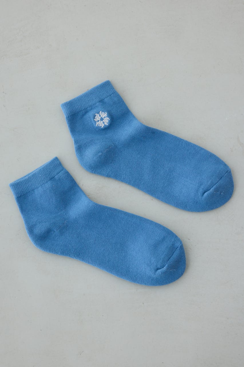 ワンポイント刺繍アンクルソックス BLU FREE