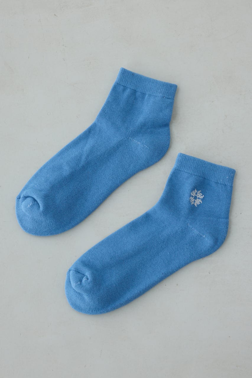 ワンポイント刺繍アンクルソックス BLU FREE
