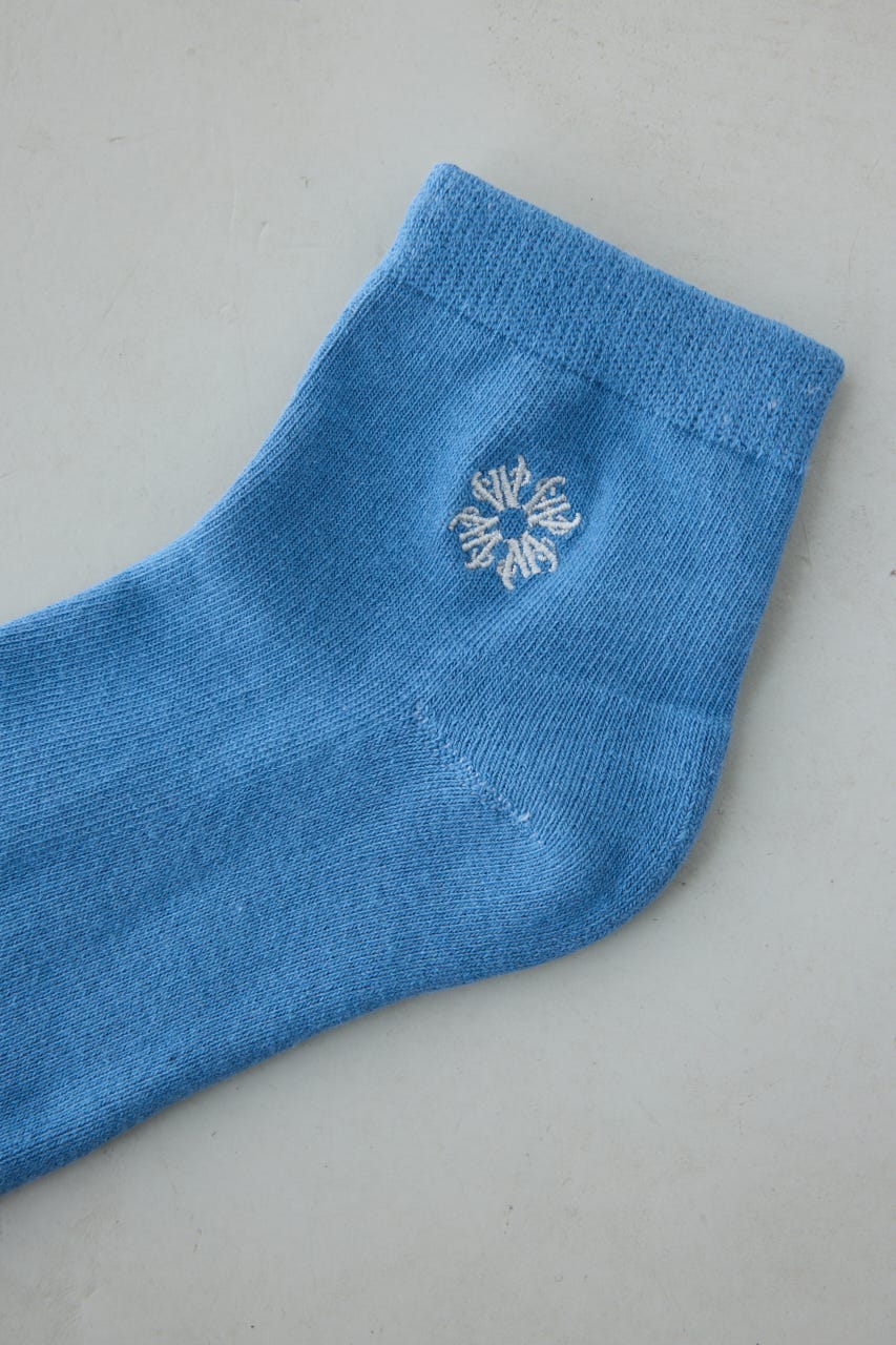 ワンポイント刺繍アンクルソックス BLU FREE