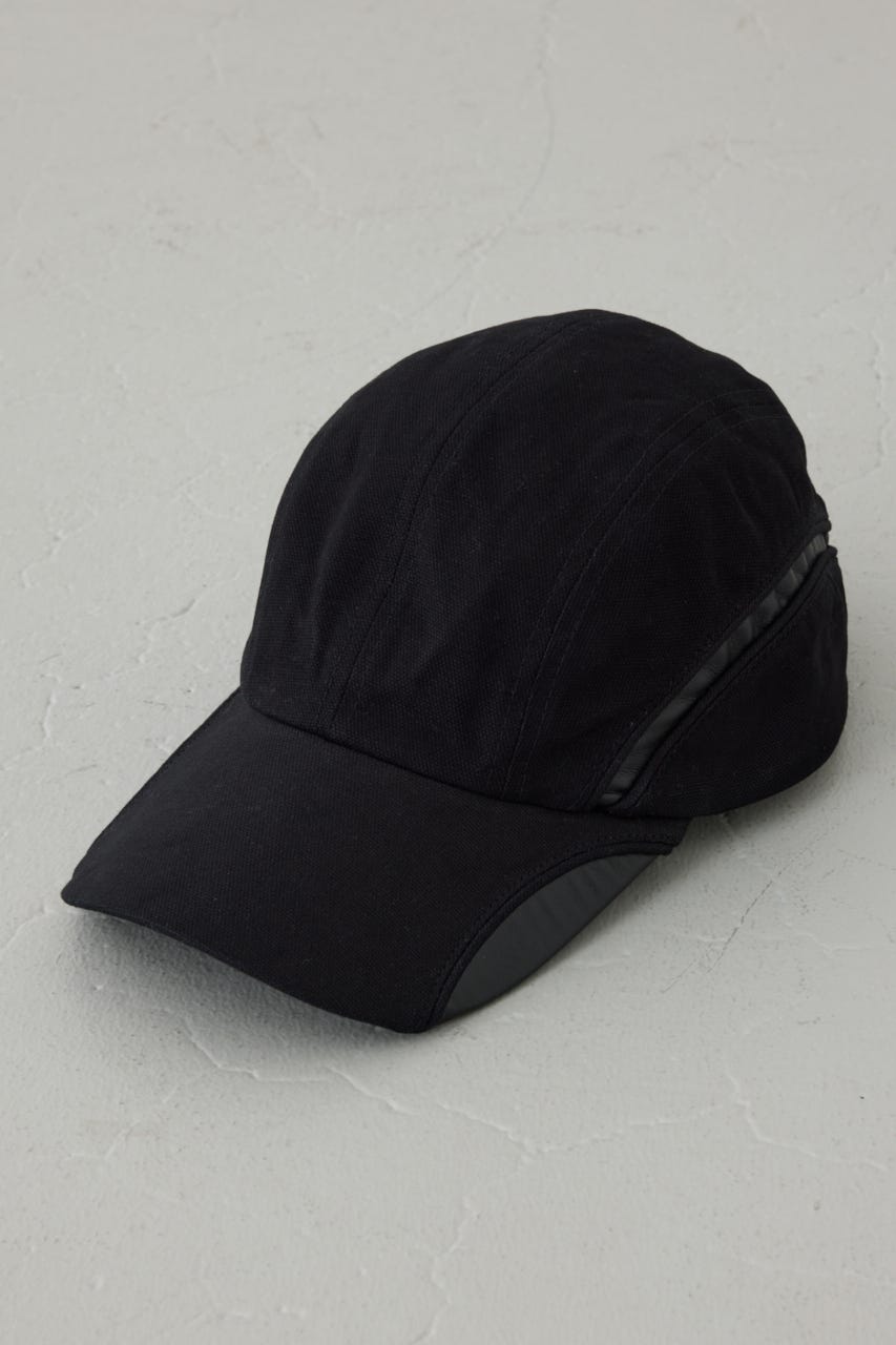 合皮切り替えキャンバスキャップ BLK FREE