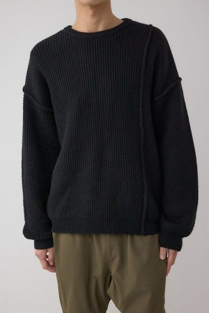 編地ミックスニットトップス