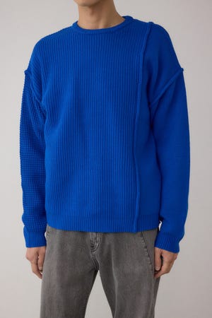 編地ミックスニットトップス