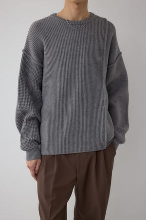 編地ミックスニットトップス