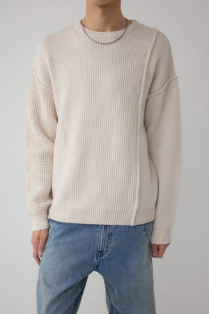 編地ミックスニットトップス