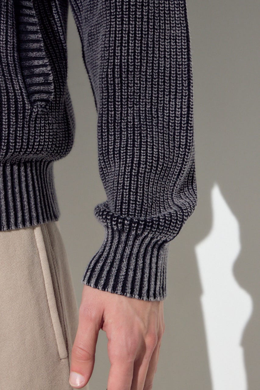 ヴィンテージウォッシュニットカーディガン BLK M