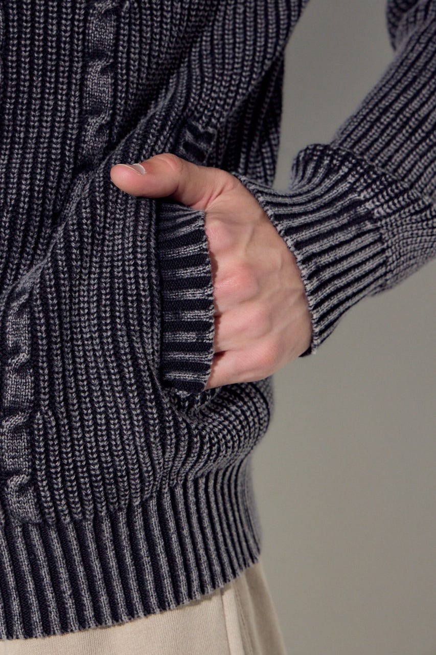 ヴィンテージウォッシュニットカーディガン BLK M