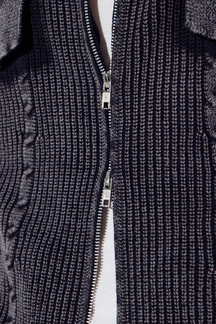 ヴィンテージウォッシュニットカーディガン BLK M