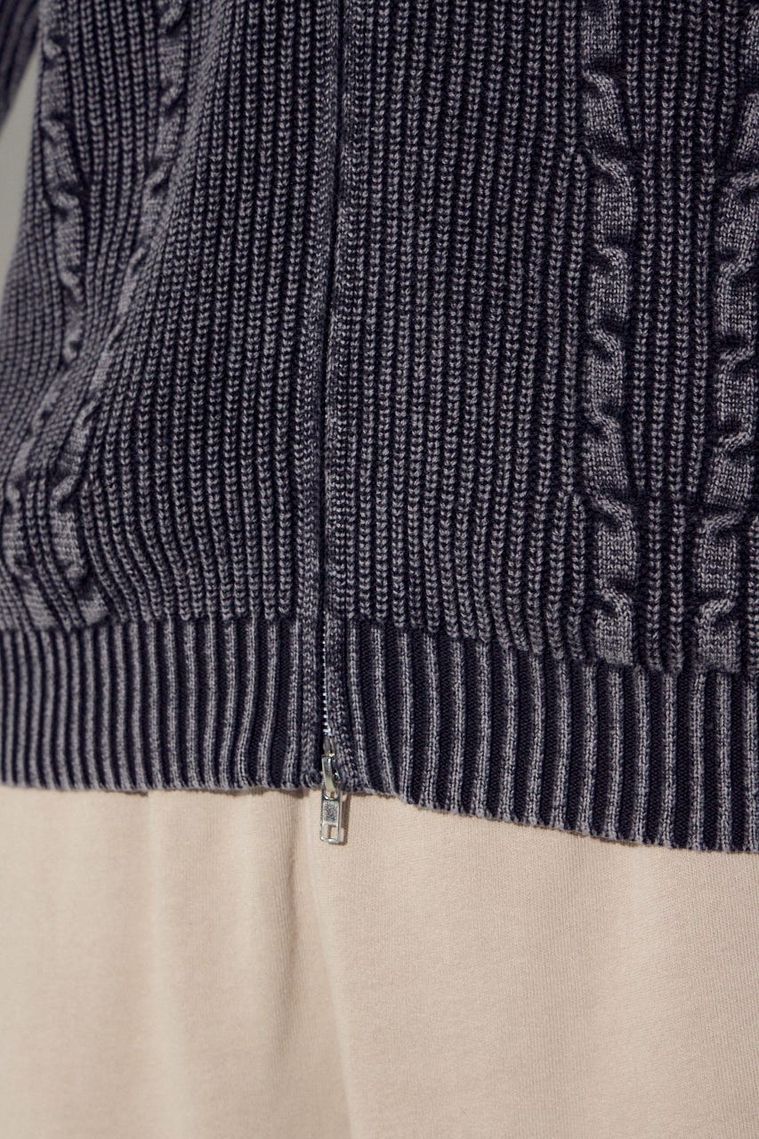 ヴィンテージウォッシュニットカーディガン BLK M