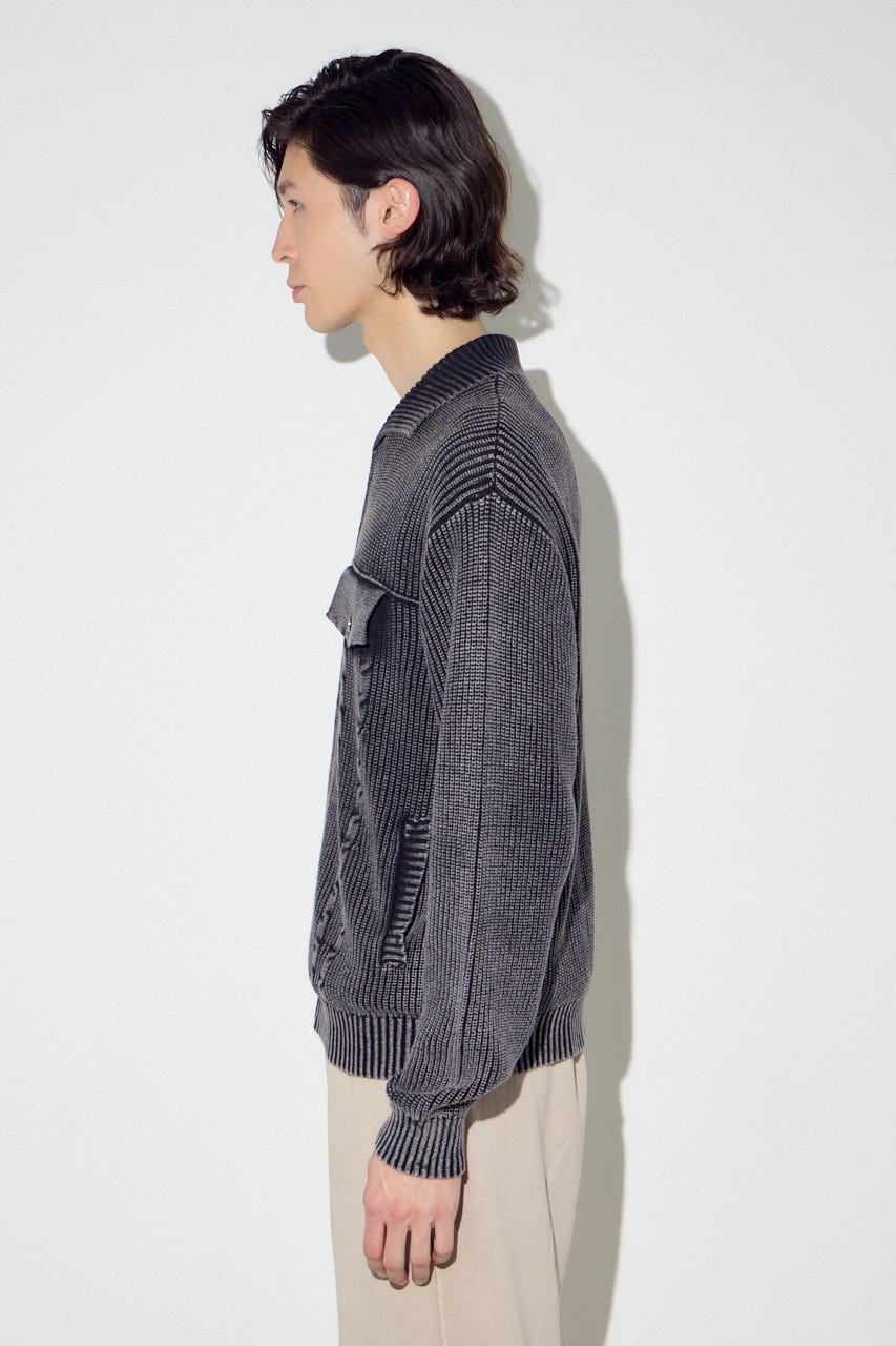 ヴィンテージウォッシュニットカーディガン BLK M