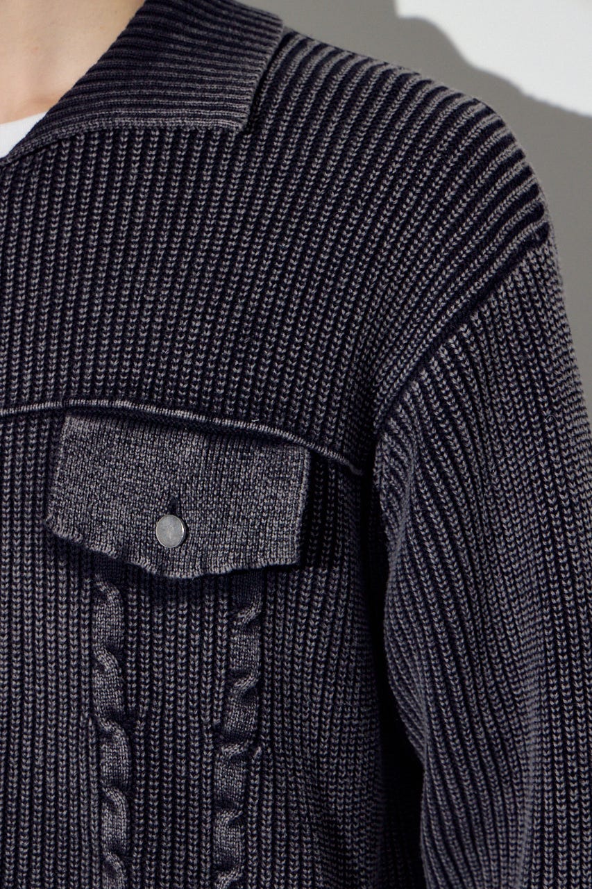 ヴィンテージウォッシュニットカーディガン BLK M