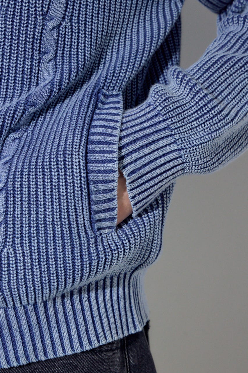 ヴィンテージウォッシュニットカーディガン BLU M