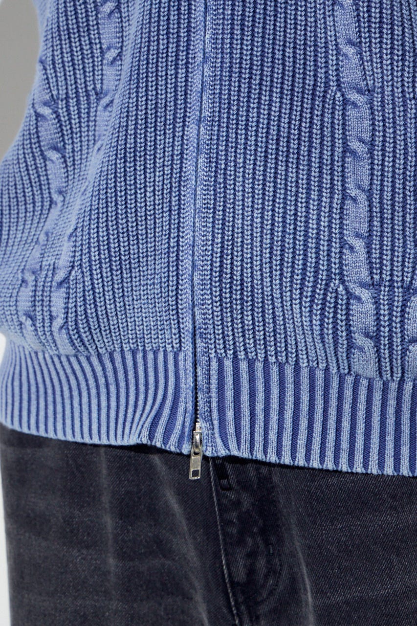 ヴィンテージウォッシュニットカーディガン BLU M