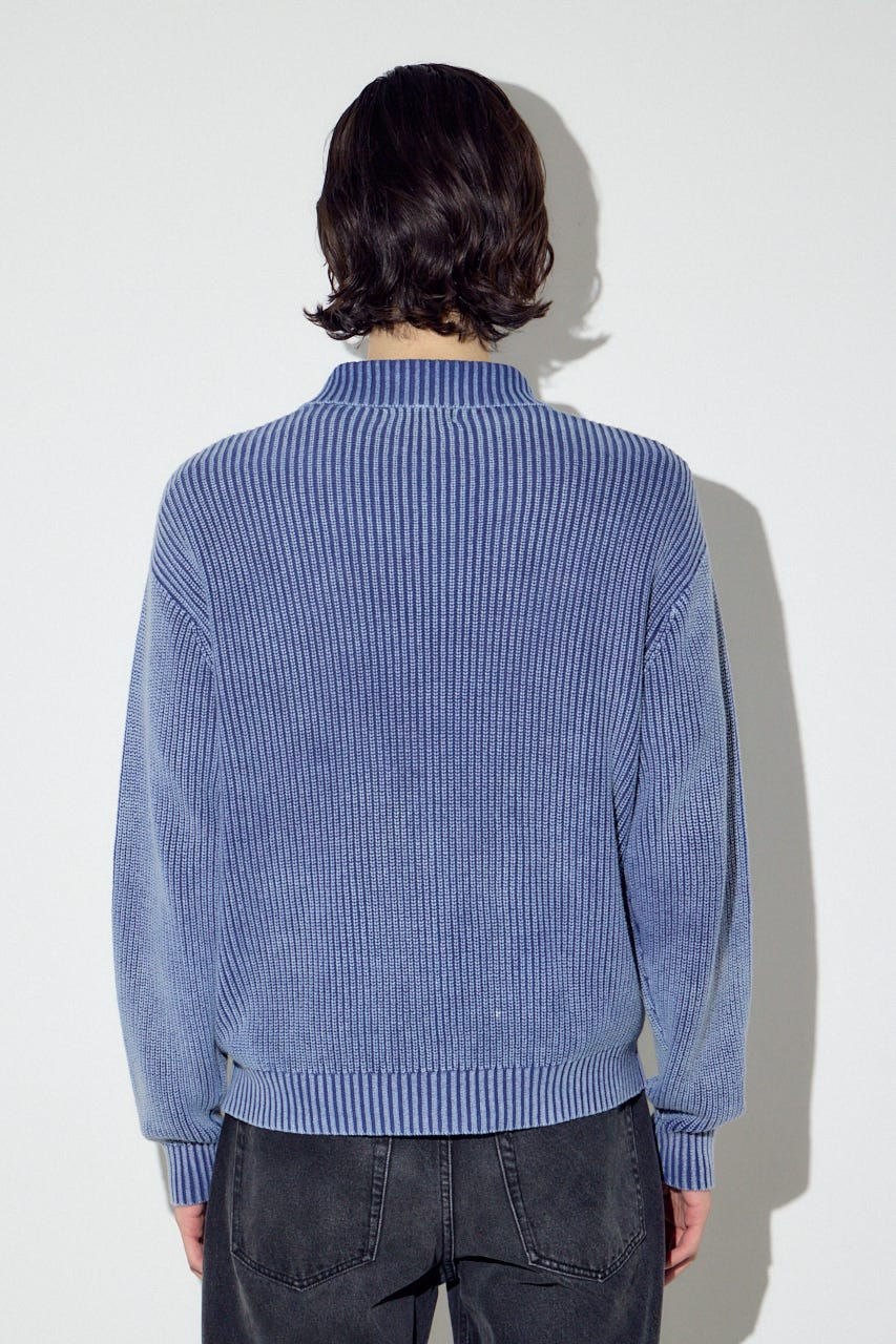 ヴィンテージウォッシュニットカーディガン BLU M