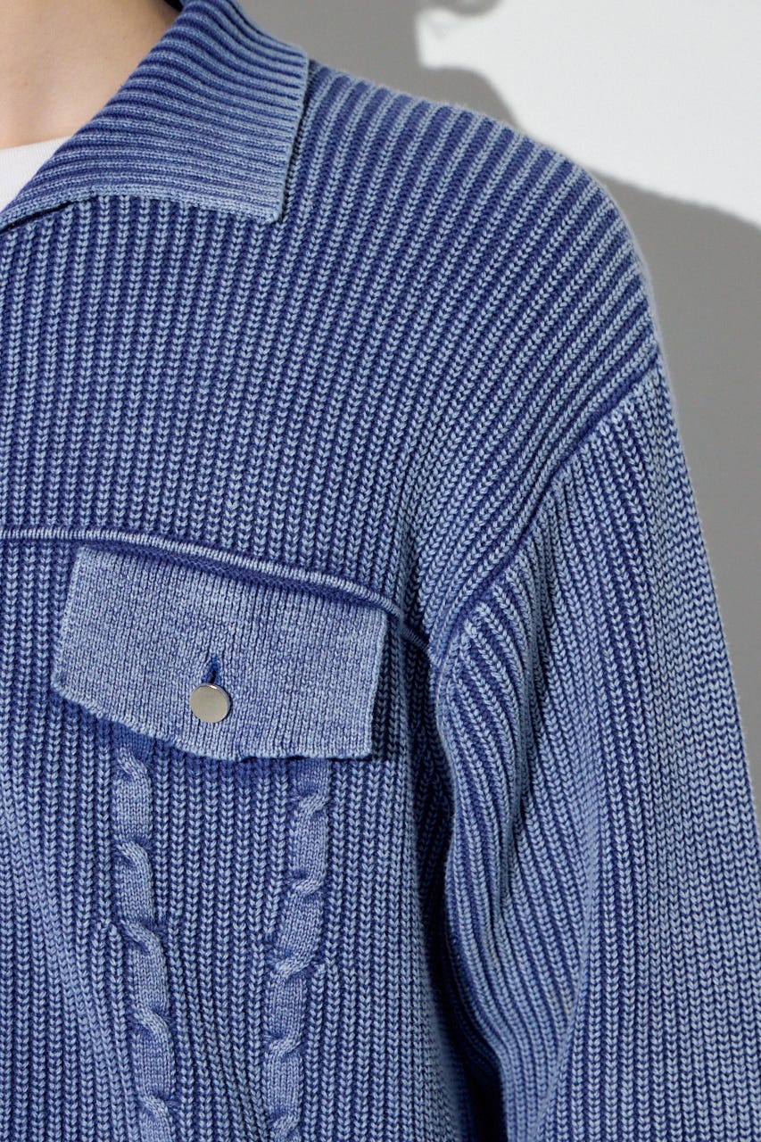 ヴィンテージウォッシュニットカーディガン BLU M