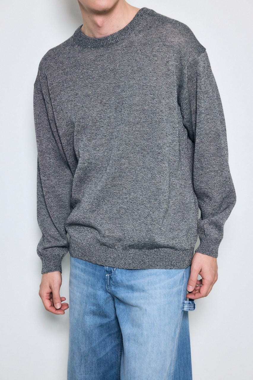 【SS先行アイテム】リネンミックスニットトップス BLK M