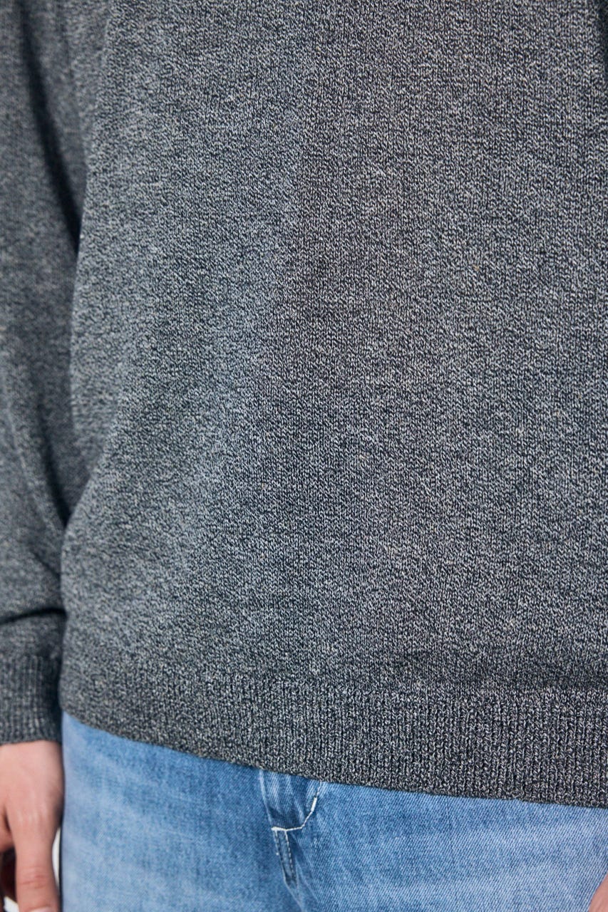 【SS先行アイテム】リネンミックスニットトップス BLK M