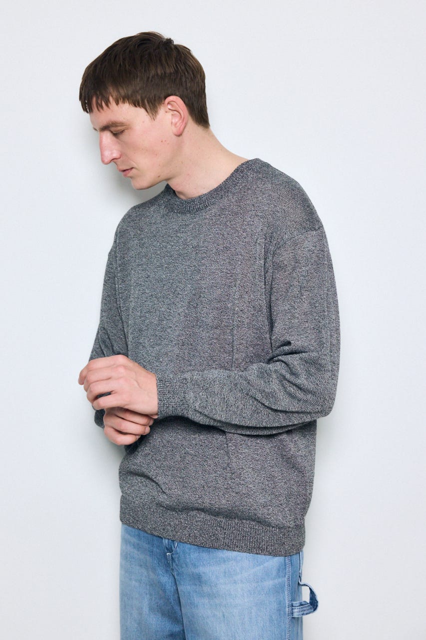 【SS先行アイテム】リネンミックスニットトップス BLK M