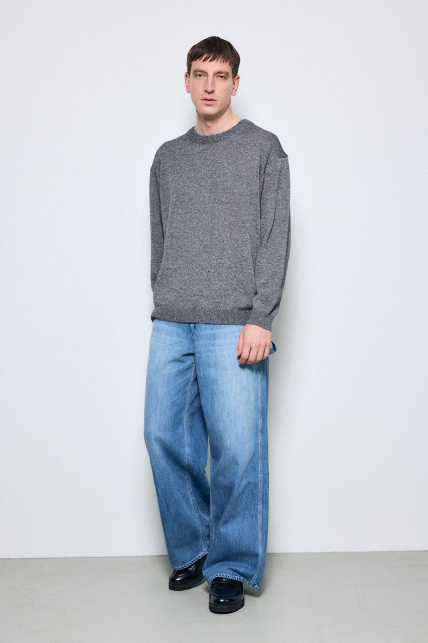 【SS先行アイテム】リネンミックスニットトップス BLK M