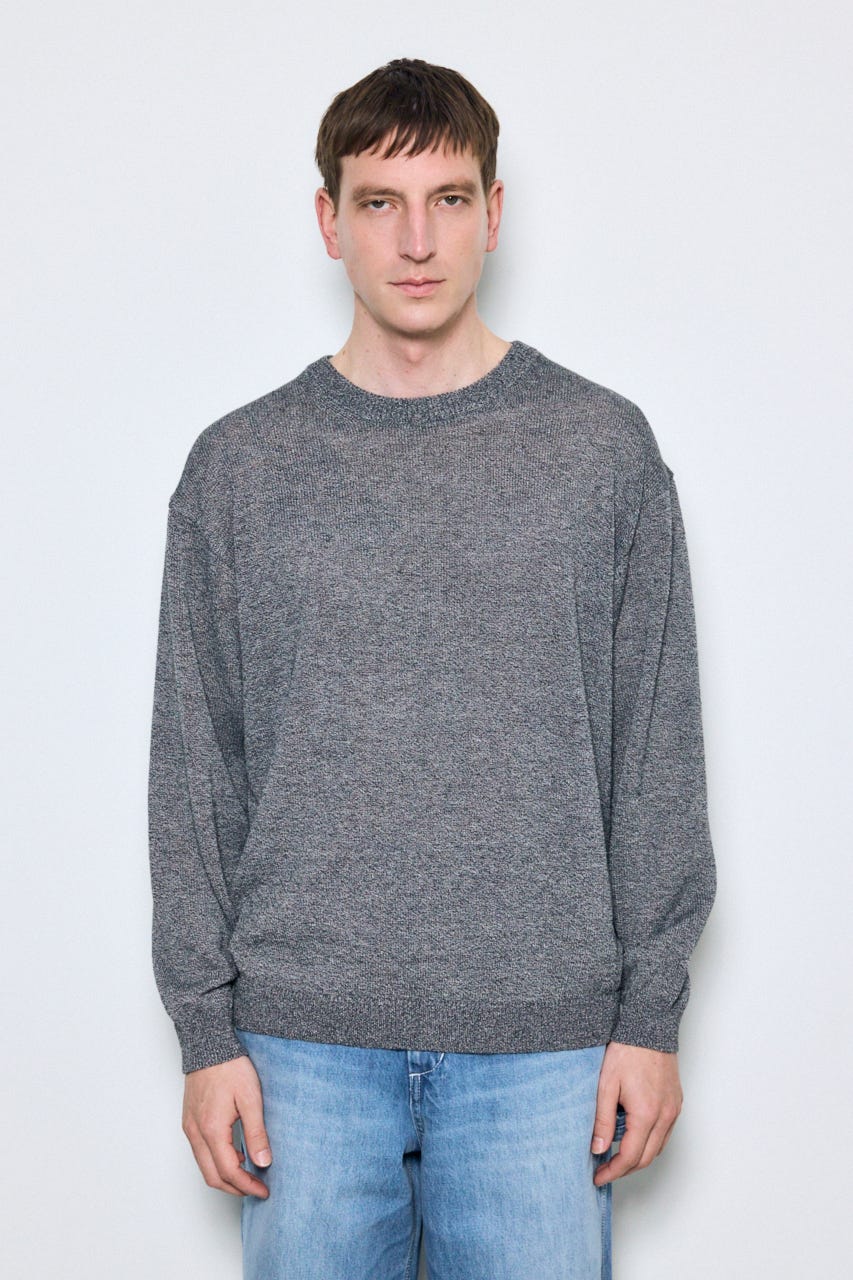 【SS先行アイテム】リネンミックスニットトップス BLK M