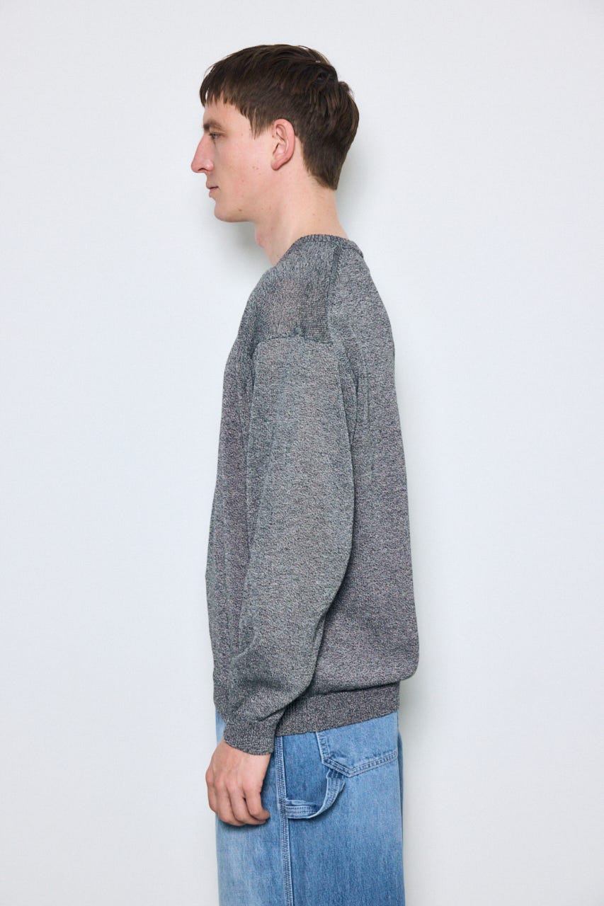 【SS先行アイテム】リネンミックスニットトップス BLK M