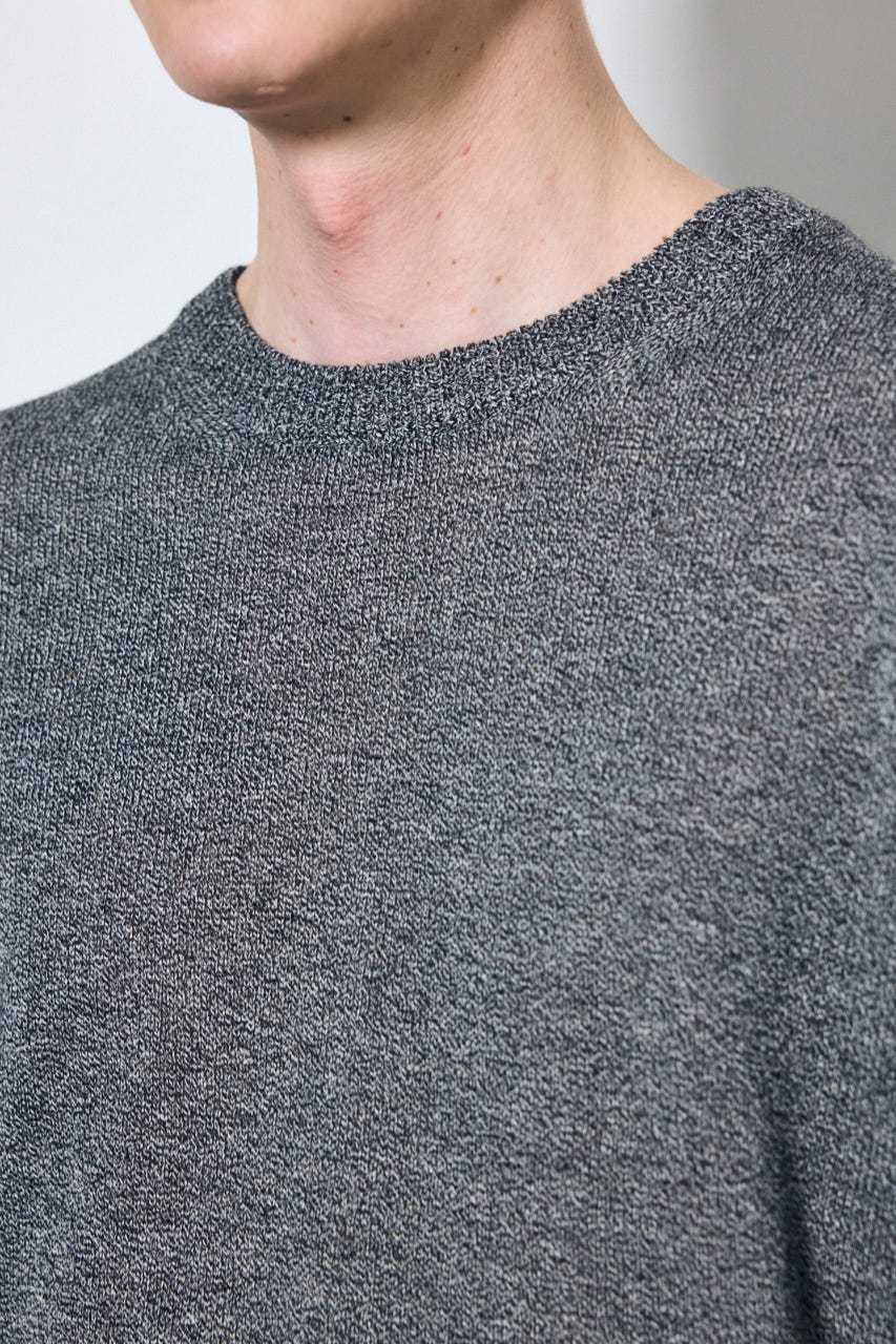 【SS先行アイテム】リネンミックスニットトップス BLK M