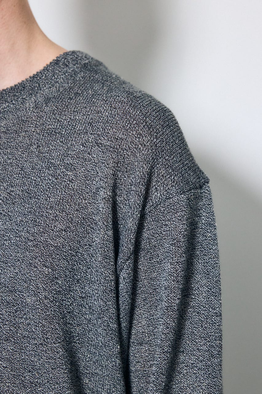 【SS先行アイテム】リネンミックスニットトップス BLK M