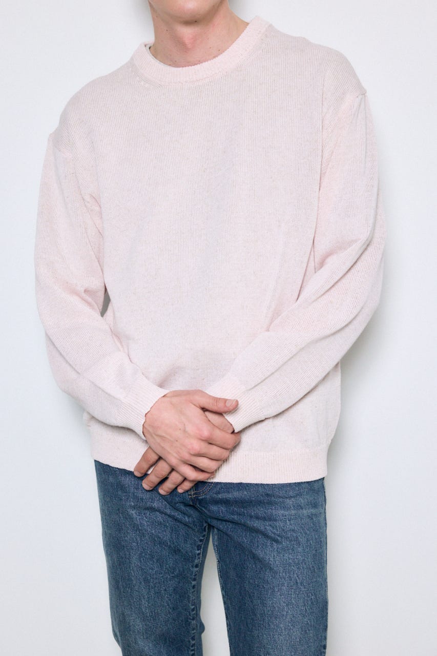 【SS先行アイテム】リネンミックスニットトップス L/PNK L